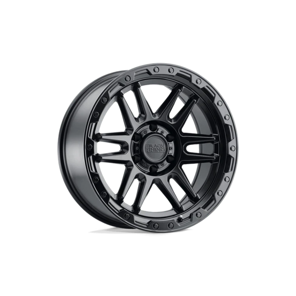 17X8.5 6X114.3/00 Black Rhino Apache Matte Black/Black Bolts