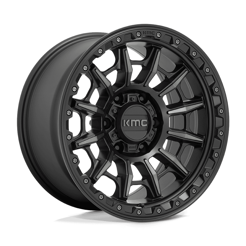 17X9.0 6X139.7/00 Kmc Km547 Carnage Satin Black W/Gray Tint