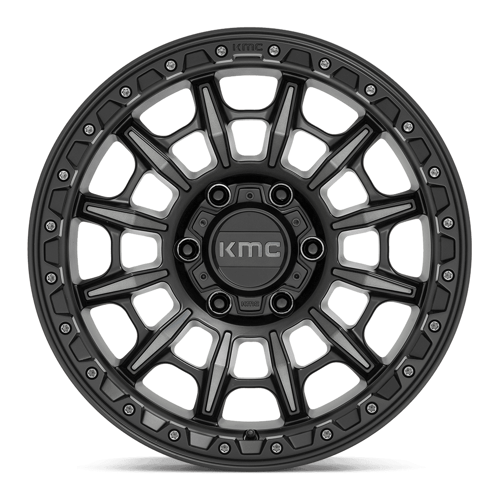 17X9.0 6X139.7/00 Kmc Km547 Carnage Satin Black W/Gray Tint