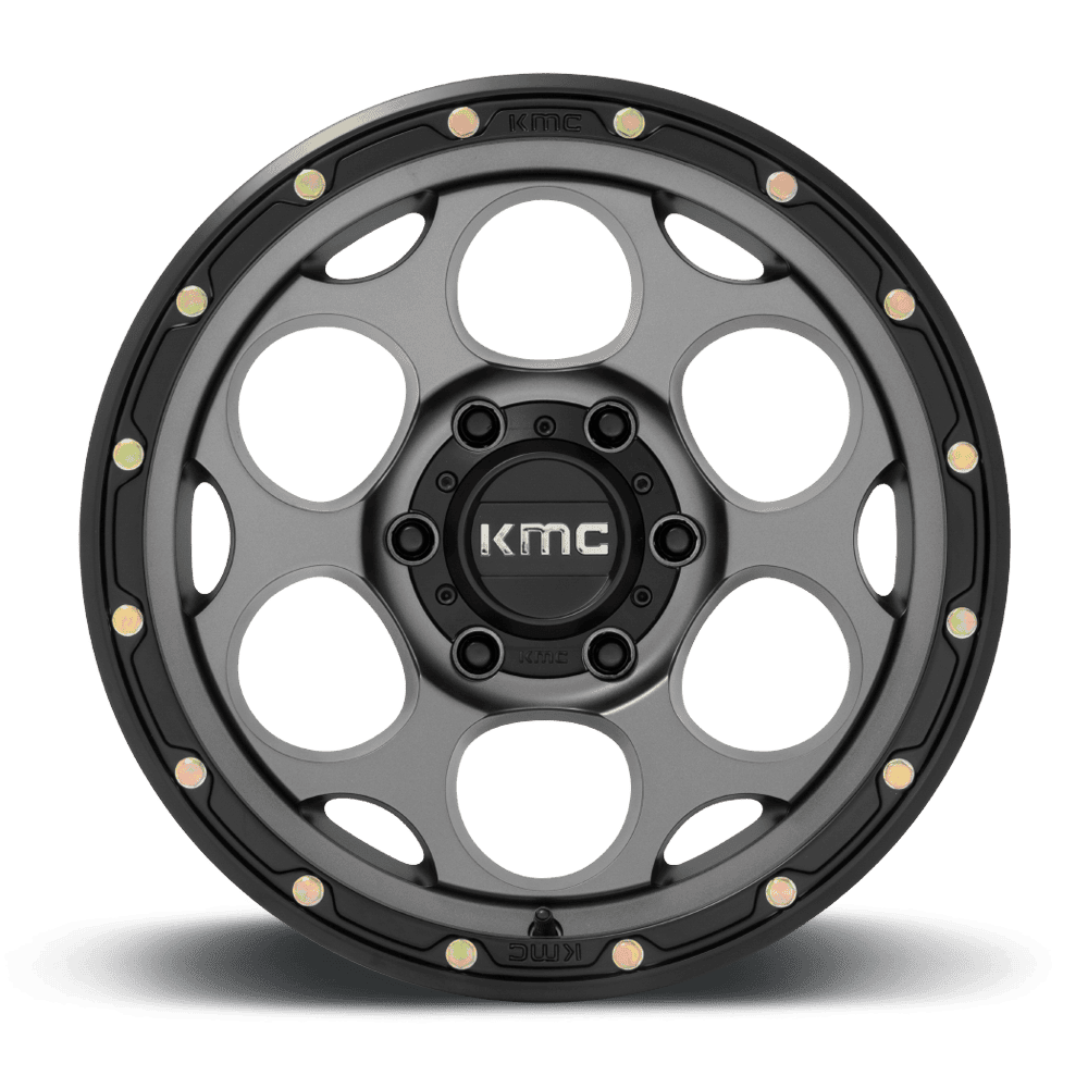 17X8.5 6X139.7/00 Kmc Dirty Harry Satin Gray W/Blk Lip Cb106